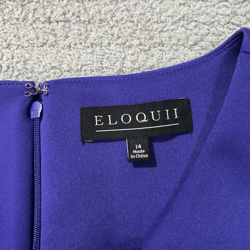 ELOQUII Peplum Top Wrap Layered Hem 14 Royal Purple Short Sleeve Office Chic - Picture 4 of 7